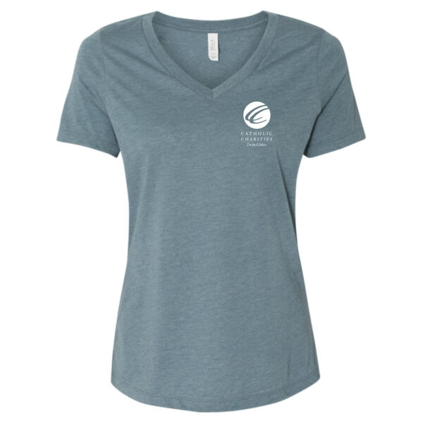 BELLA + CANVAS - Women’s Relaxed Jersey V-Neck Tee - Printed Logo Thumbnail