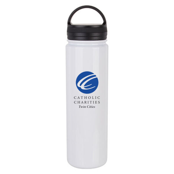 23oz Stainless Steel Flask Bottle w/Portable Lid - Sublimated Logo Thumbnail