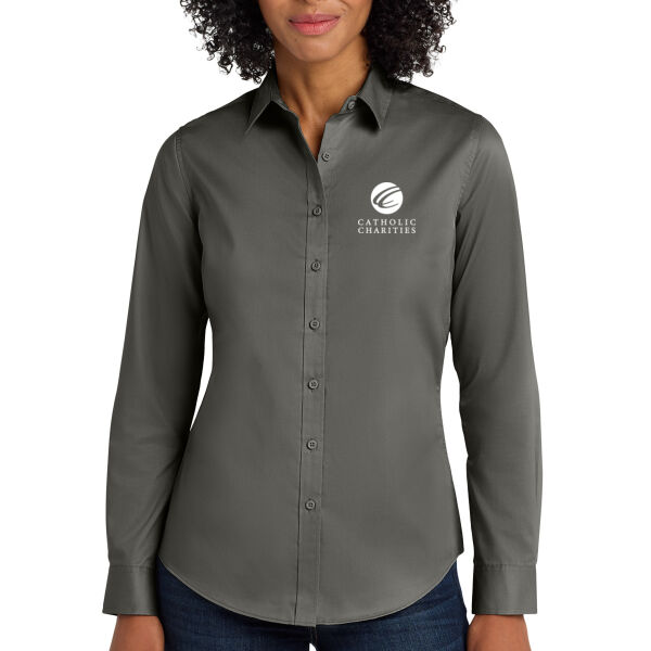 Port Authority Women's SuperPro Twill Shirt - Embroidered Logo Thumbnail