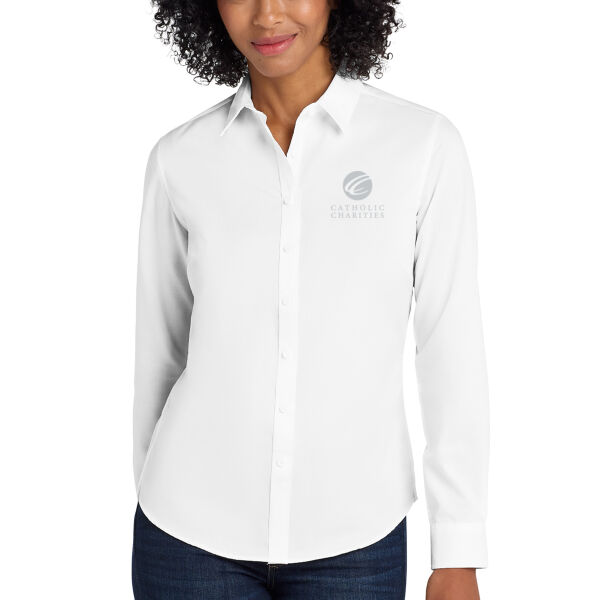 Port Authority Women's SuperPro Twill Shirt - Embroidered Logo Thumbnail