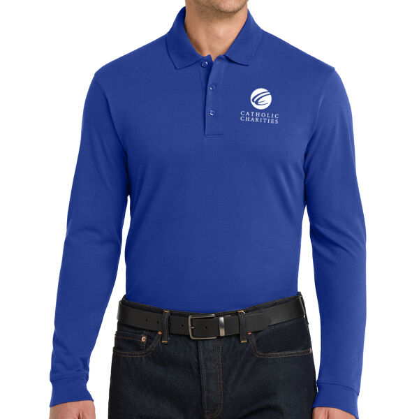 Port Authority EZCotton Long Sleeve Polo - Embroidered Logo Thumbnail